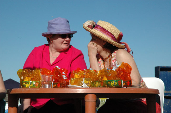 Photograph of two fashion show judges at the races
